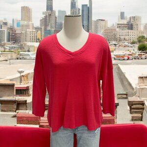 Calvin‎ Klein Womens L Coral Performance Top Oversized Cropped Casual Comfy